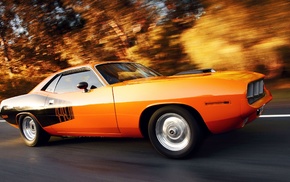 orange cars, Plymouth Barracuda, car