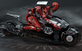 robot, motorcycle, 3D