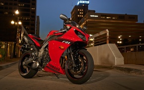 evening, motorcycle, motorcycles, red, lights