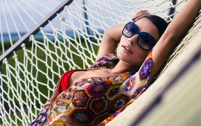 hammocks, unfastened, blouses, sunglasses, Diana Morales, bikini