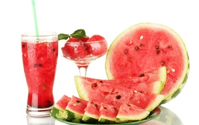 white background, food, juice, watermelons