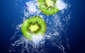 water, splashes, food, kiwi fruit