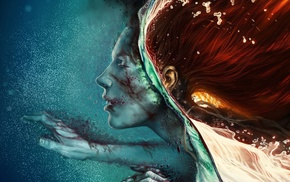 redhead, Vitaly S Alexius, Romantically Apocalyptic, split view, bubbles, water