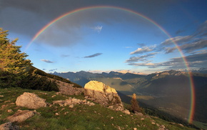 clouds, nature, Italy, rainbow, mountain