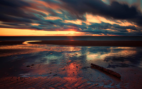 Sun, clouds, nature, sea