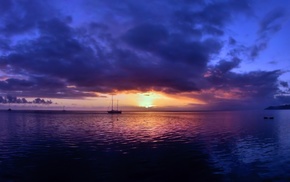 sunset, nature, sailfish, bay