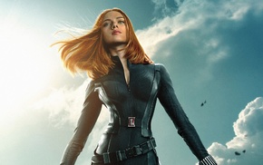 Scarlett Johansson, Black Widow, actress, girl outdoors, superheroines, girl