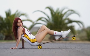 girl, skateboard