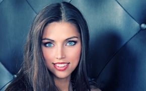 face, brunette, Valentina Kolesnikova, blue eyes, girl, smiling