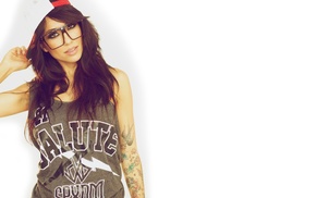 glasses, girl, brunette
