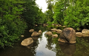 rest, stones, river, fishing, beautiful