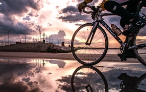 sports, nature, sunset, bicycle, sky
