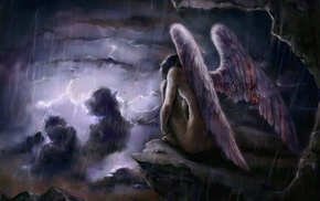 storm, wings, fantasy art