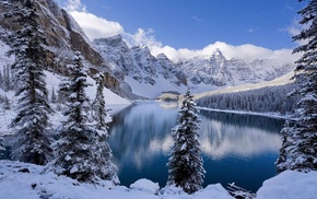 Moraine Lake, winter, snow, nature