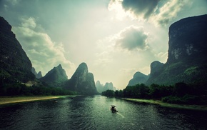 river, mountain, nature