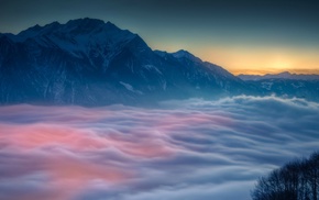 mountain, clouds, nature