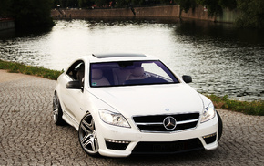 auto, white, water, background, Mercedes