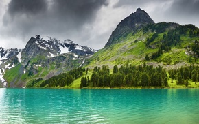nature, lake, snow, mountain