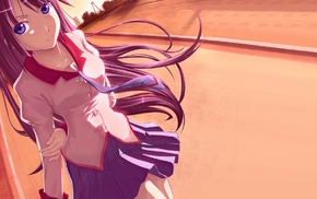 anime girls, Senjougahara Hitagi, school uniform, anime, Monogatari Series