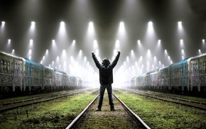 railway, train station, men