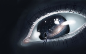 digital art, space, artwork, planet, eyes