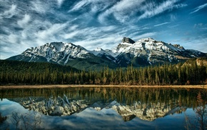 nature, trees, reflection, Canada, mountain