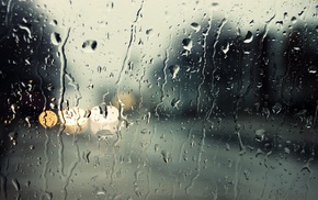 bokeh, anime, water on glass, rain, water drops