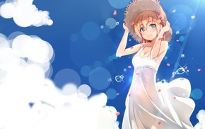 anime, Love Live, Kousaka Honoka, blonde, clouds, anime girls