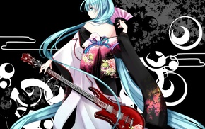 Vocaloid, guitar, traditional clothing, kimono