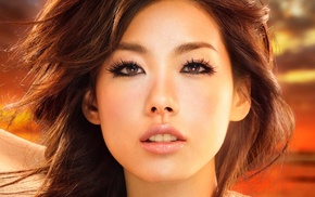 face, girl, brown eyes, Asian