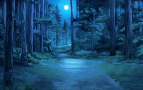 forest clearing, Everlasting Summer, moonlight, moon