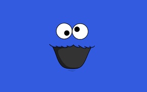 blue background, minimalism, Cookie Monster