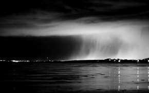 water, sea, clouds, rain, night