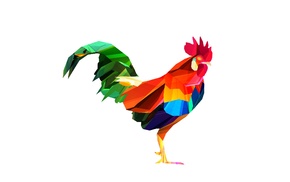 chickens, animals, digital art, roosters, Facets