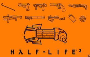 weapon, Valve Corporation, orange, video games, Half, Life 2