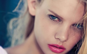 face, model, depth of field, Marloes Horst, blonde, blue eyes