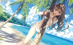 long hair, Togawa Mayu, anime girls, Koi Suru Kanojo no Bukiyou na Butai, beach, bikini
