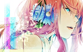 long hair, sheet, anime, flower in hair, flowers, Megurine Luka