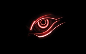artwork, Gigabyte, black background, digital art, eyes, red