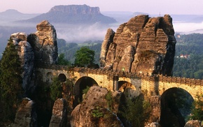 bridge, Bastei, nature, rock, mountain, Europe