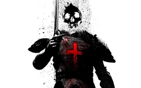 white background, Alex Cherry, skull, sword, knights