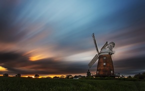 long exposure, nature, clouds, field, England, old building