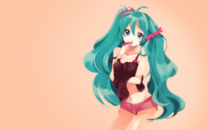 turquoise eyes, turquoise hair, long hair, simple background, twintails, anime girls