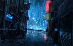 rain, city
