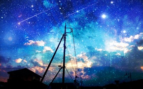 stars, landscape, anime