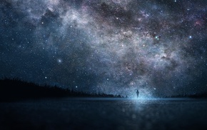 stars, landscape, anime