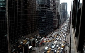street, traffic, taxi, New York City, building, city