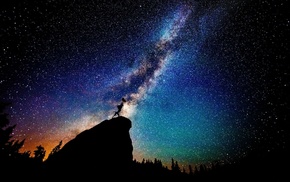 nature, Milky Way, cliff, The Lion King, nebula, silhouette