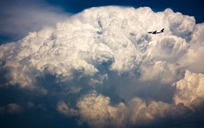 aircraft, clouds, sky, nature
