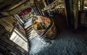 urban exploration, graffiti, indoors